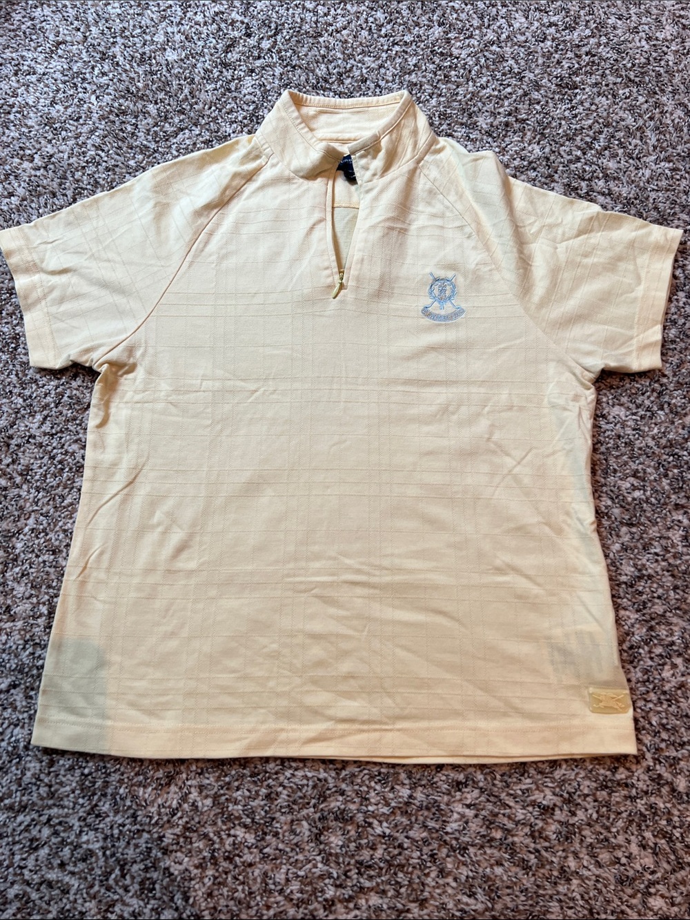Burberry Golf Yellow Butter Cream Short Sleeve Quarter-Zip Polo St. Andrews